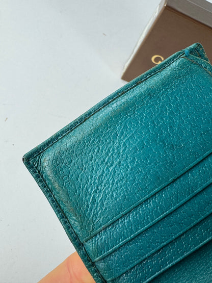 Vintage Gucci Monogram Jackie Wallet Brown Turquoise