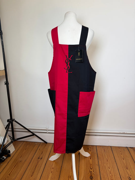 Vintage Yves Saint Laurent Cotton Canvas Apron Red Black L