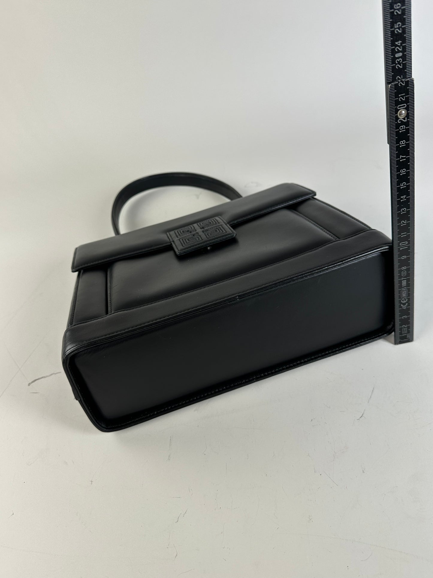 Vintage Givenchy Smooth Leather Handbag Black Silver