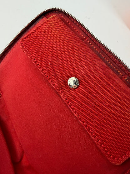 Vintage Hermès Canvas Zip Wallet Red Silver
