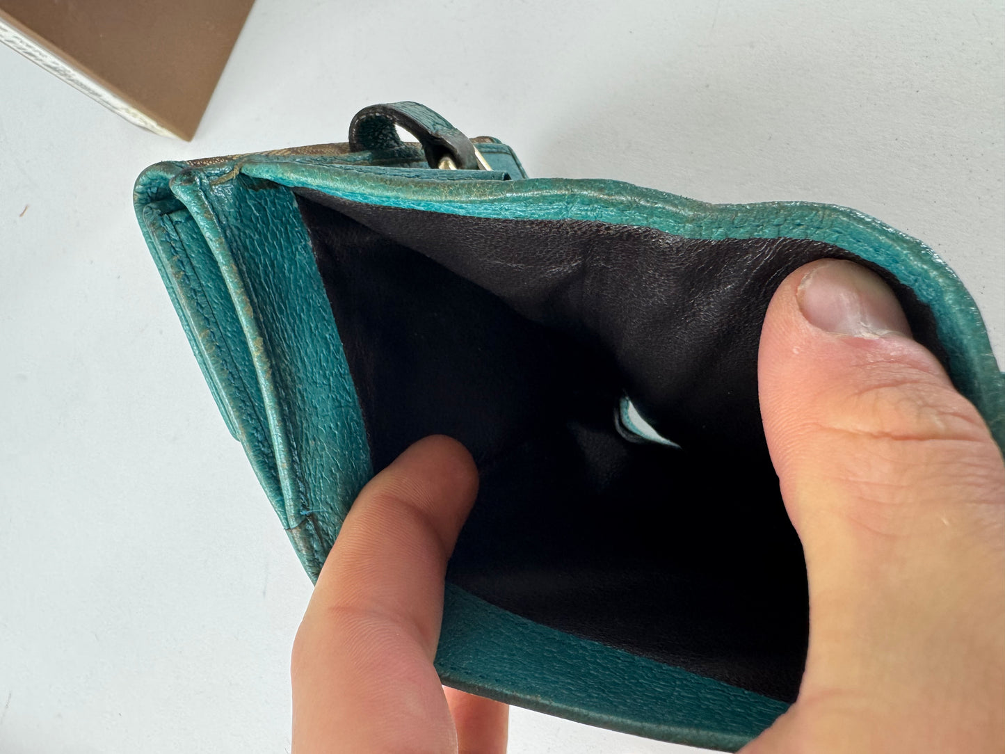 Vintage Gucci Monogram Jackie Wallet Brown Turquoise