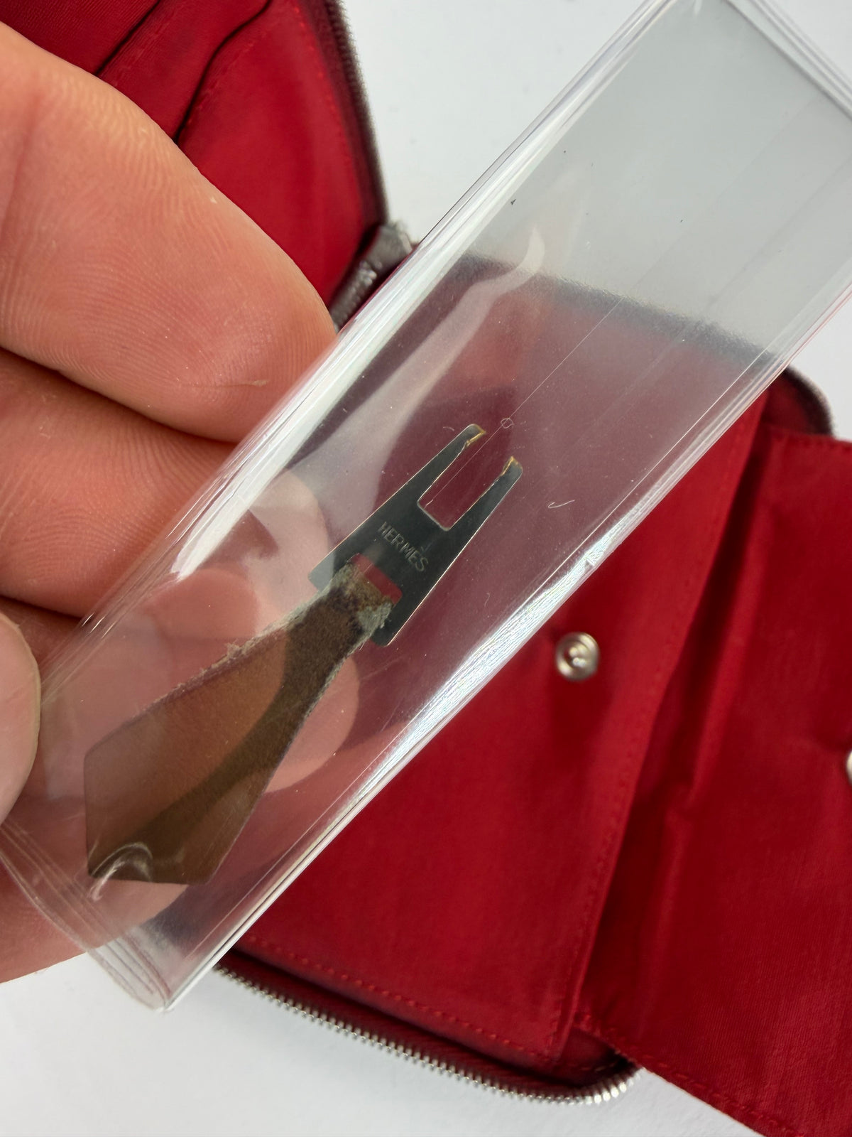 Vintage Hermès Canvas Zip Wallet Red Silver