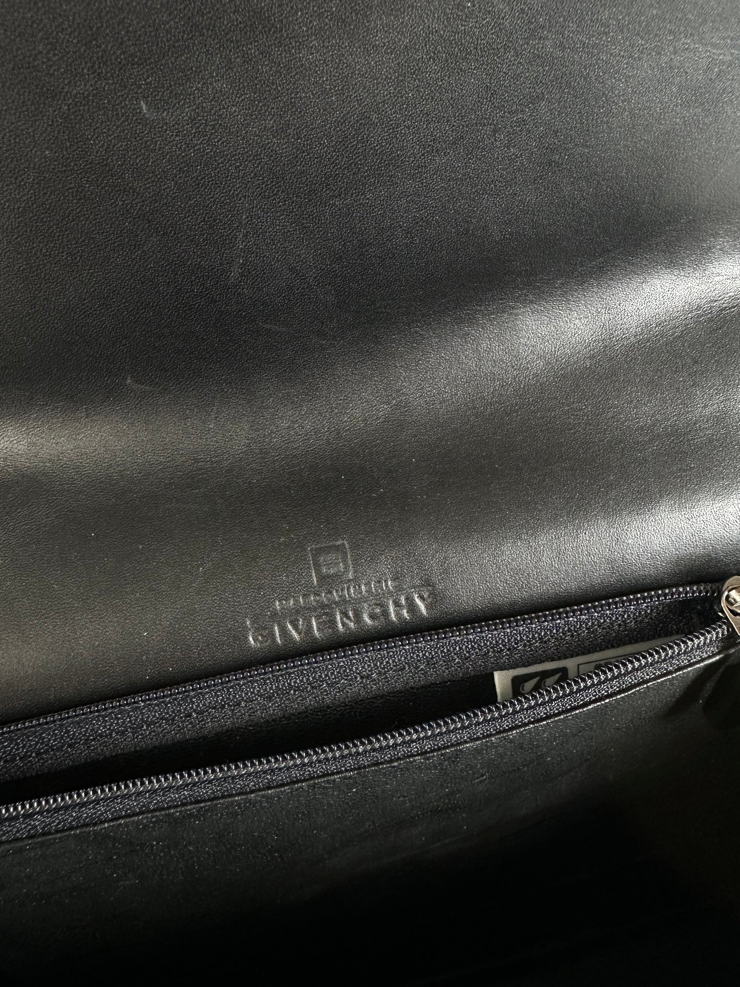 Vintage Givenchy Smooth Leather Handbag Black Silver