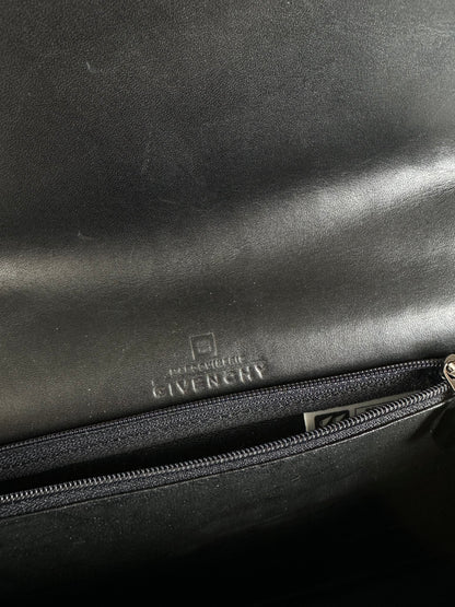 Vintage Givenchy Smooth Leather Handbag Black Silver