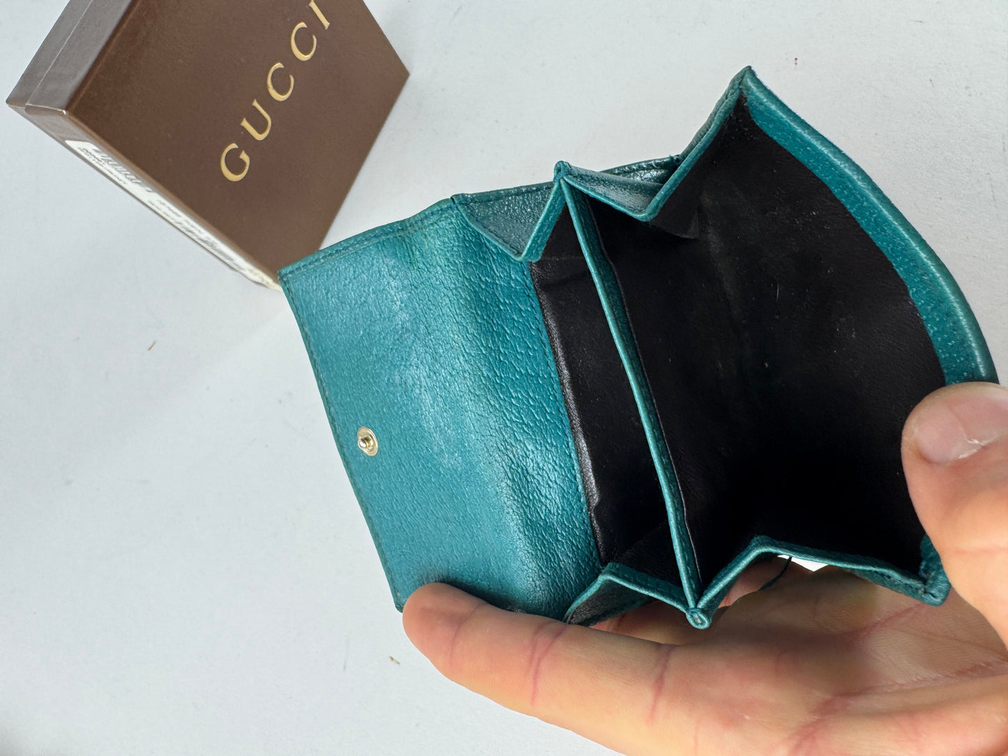 Vintage Gucci Monogram Jackie Wallet Brown Turquoise