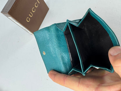 Vintage Gucci Monogram Jackie Wallet Brown Turquoise