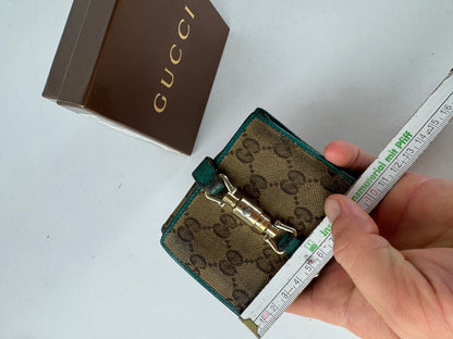 Vintage Gucci Monogram Jackie Wallet Brown Turquoise