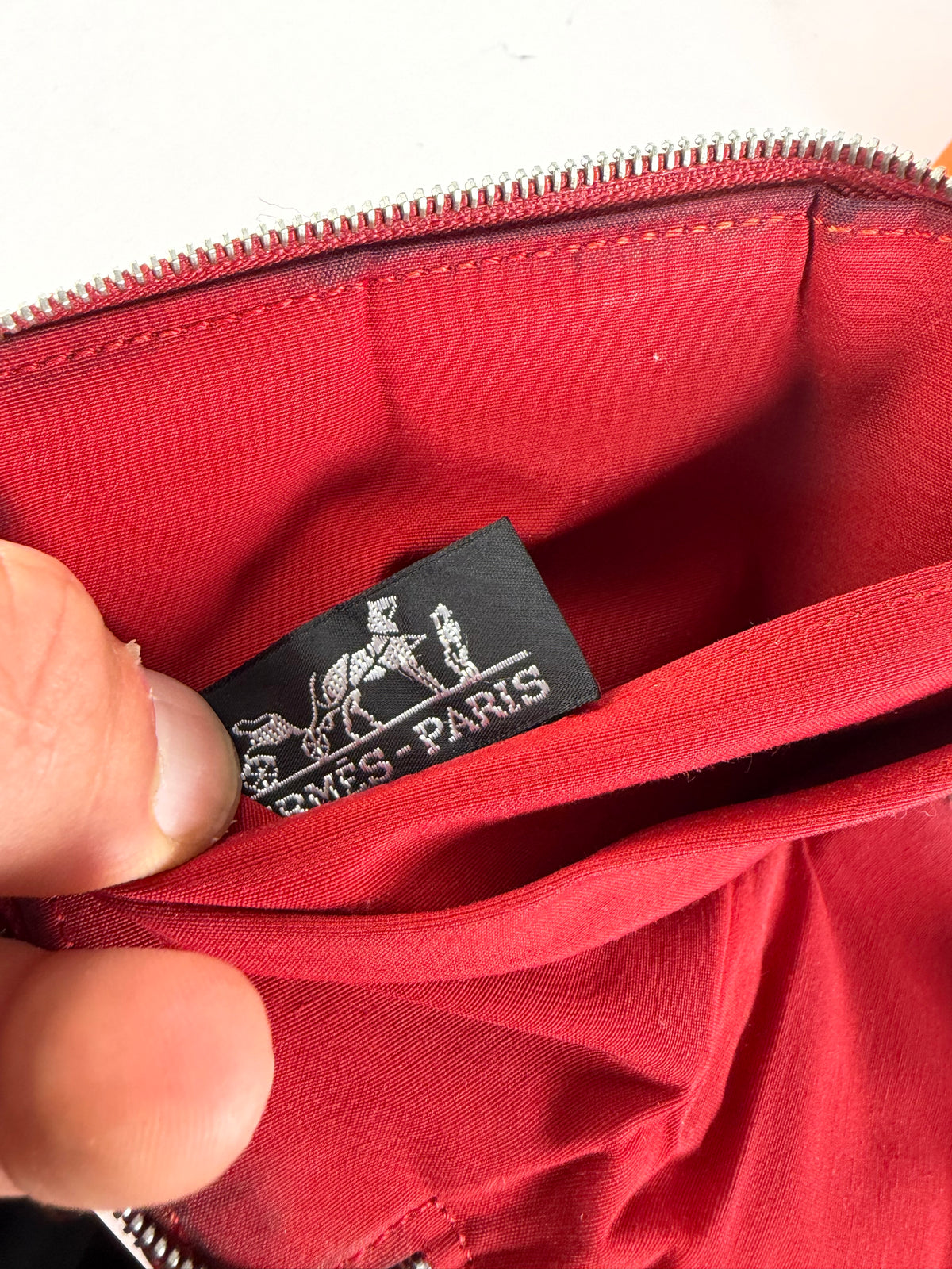 Vintage Hermès Canvas Zip Wallet Red Silver