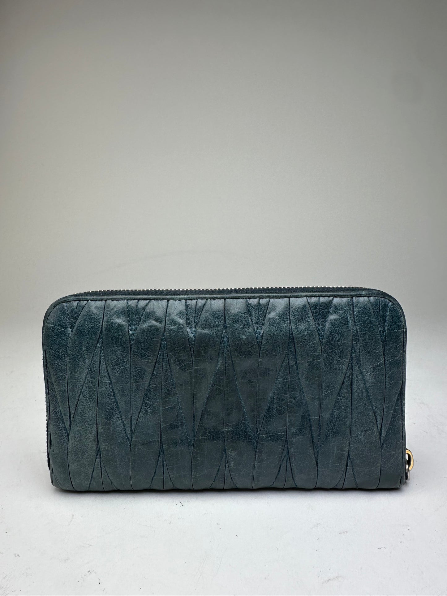 Vintage Miu Miu Leather Zippy Wallet Blue