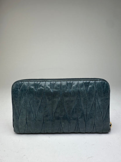 Vintage Miu Miu Leather Zippy Wallet Blue