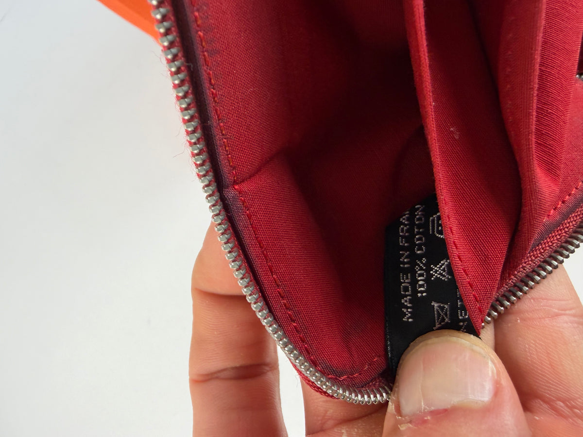 Vintage Hermès Canvas Zip Wallet Red Silver