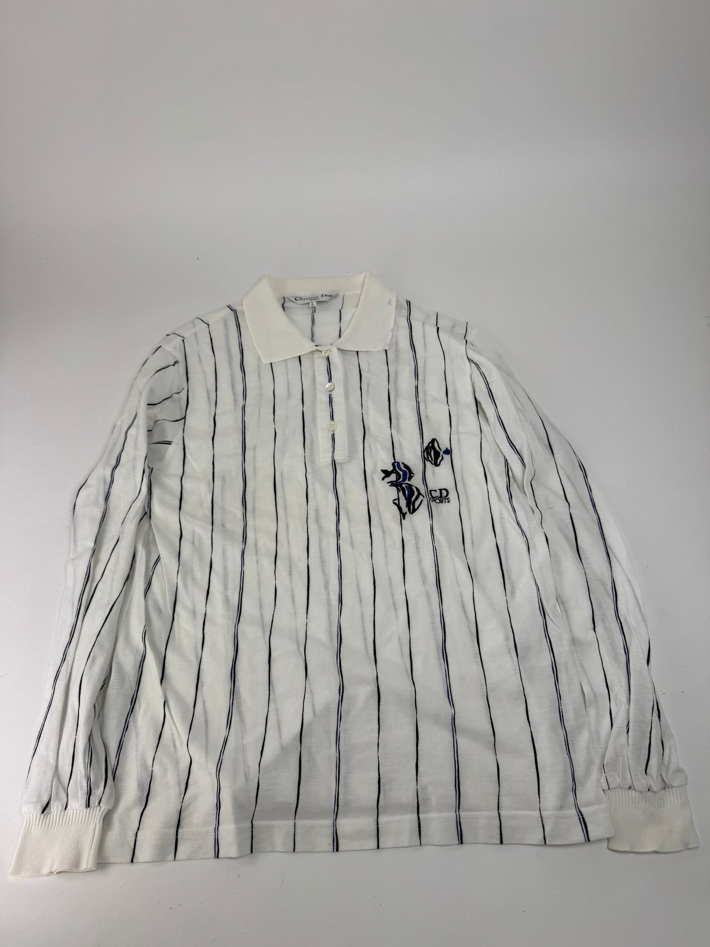 Vintage Dior Shirt Sweater Striped White L
