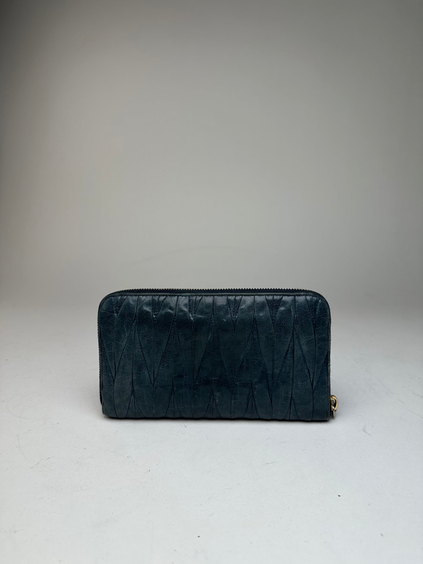 Vintage Miu Miu Leather Zippy Wallet Blue