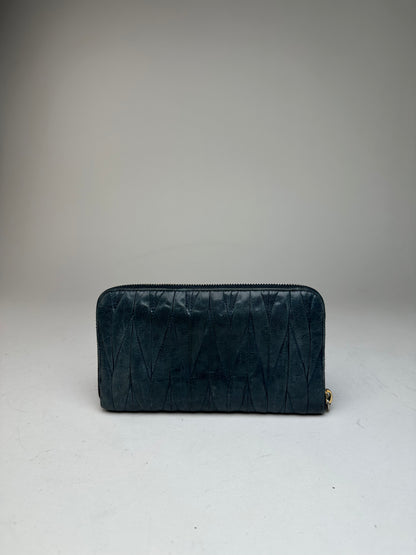 Vintage Miu Miu Leather Zippy Wallet Blue