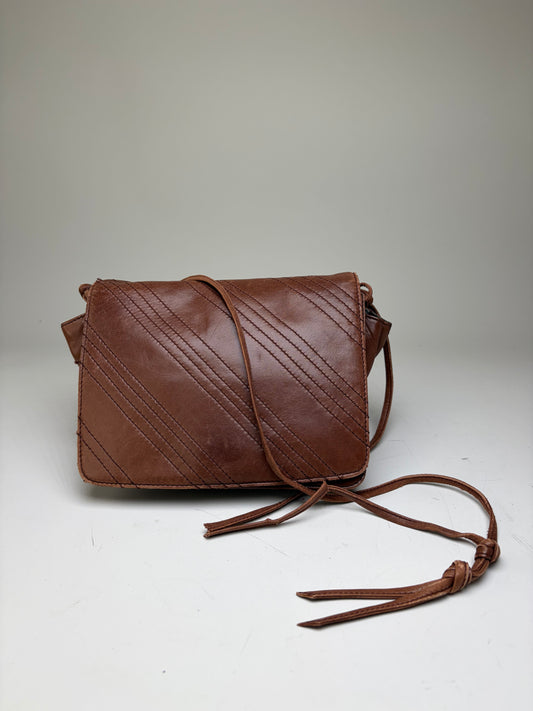 Vintage Loewe Leather Crossbody Bag Brown Gold