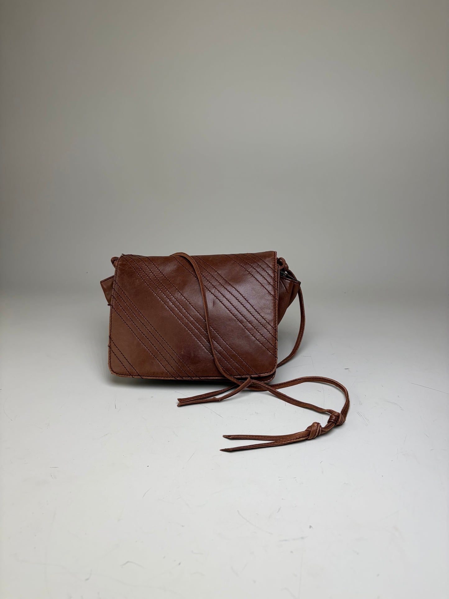 Vintage Loewe Leather Crossbody Bag Brown Gold