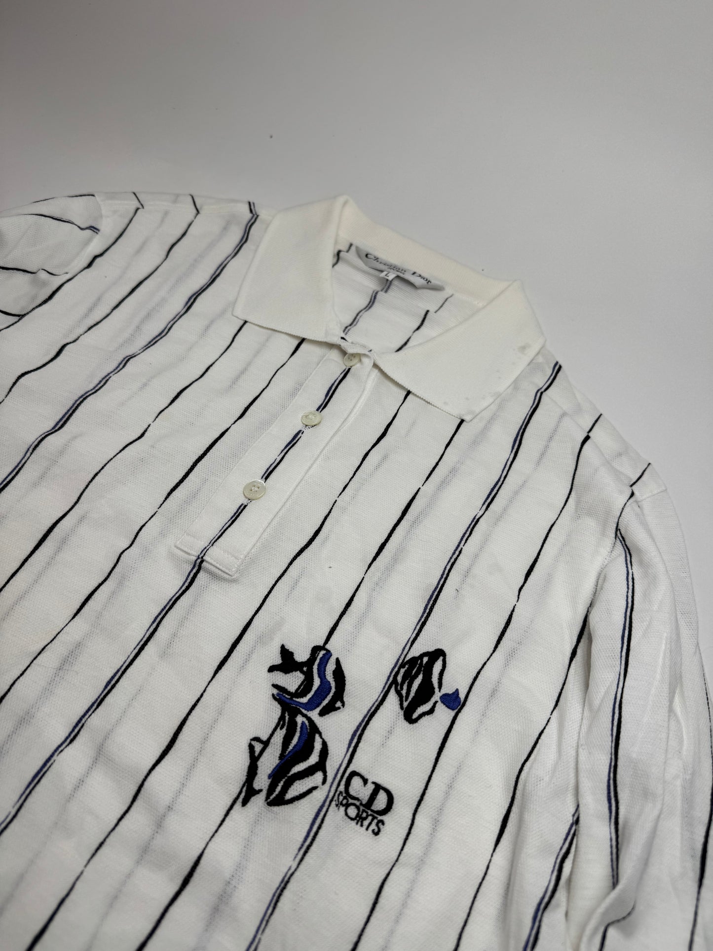 Vintage Dior Shirt Sweater Striped White L