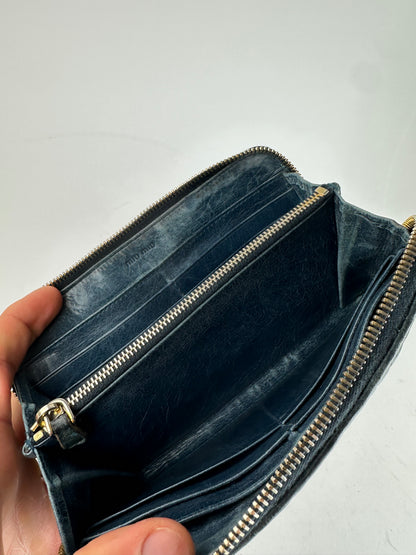 Vintage Miu Miu Leather Zippy Wallet Blue