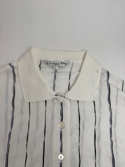 Vintage Dior Shirt Sweater Striped White L