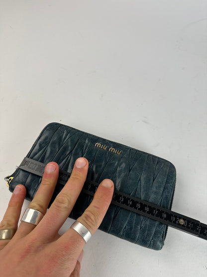 Vintage Miu Miu Leather Zippy Wallet Blue