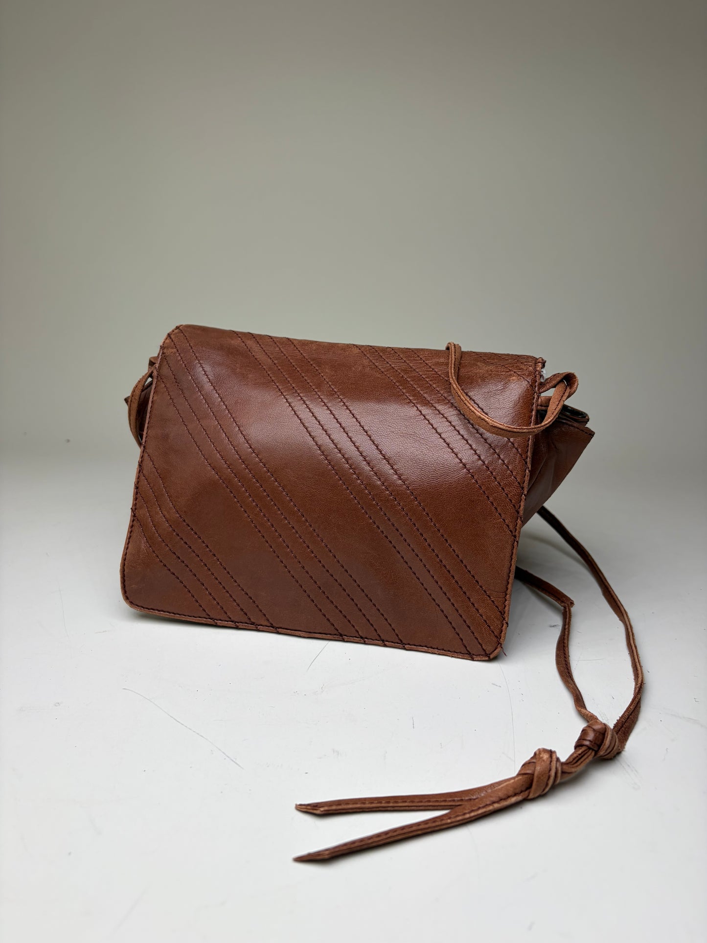 Vintage Loewe Leather Crossbody Bag Brown Gold