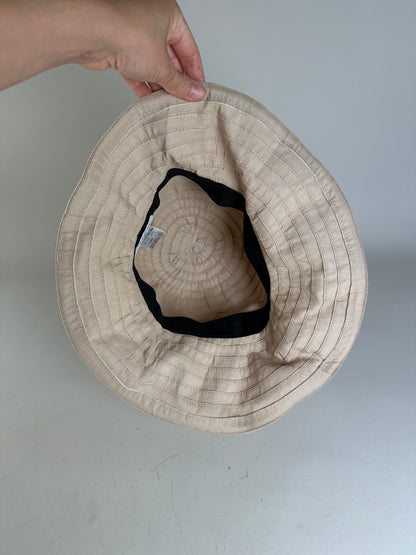 Vintage Courreges Cotton Blend Bucket Hat Beige Silver Accent