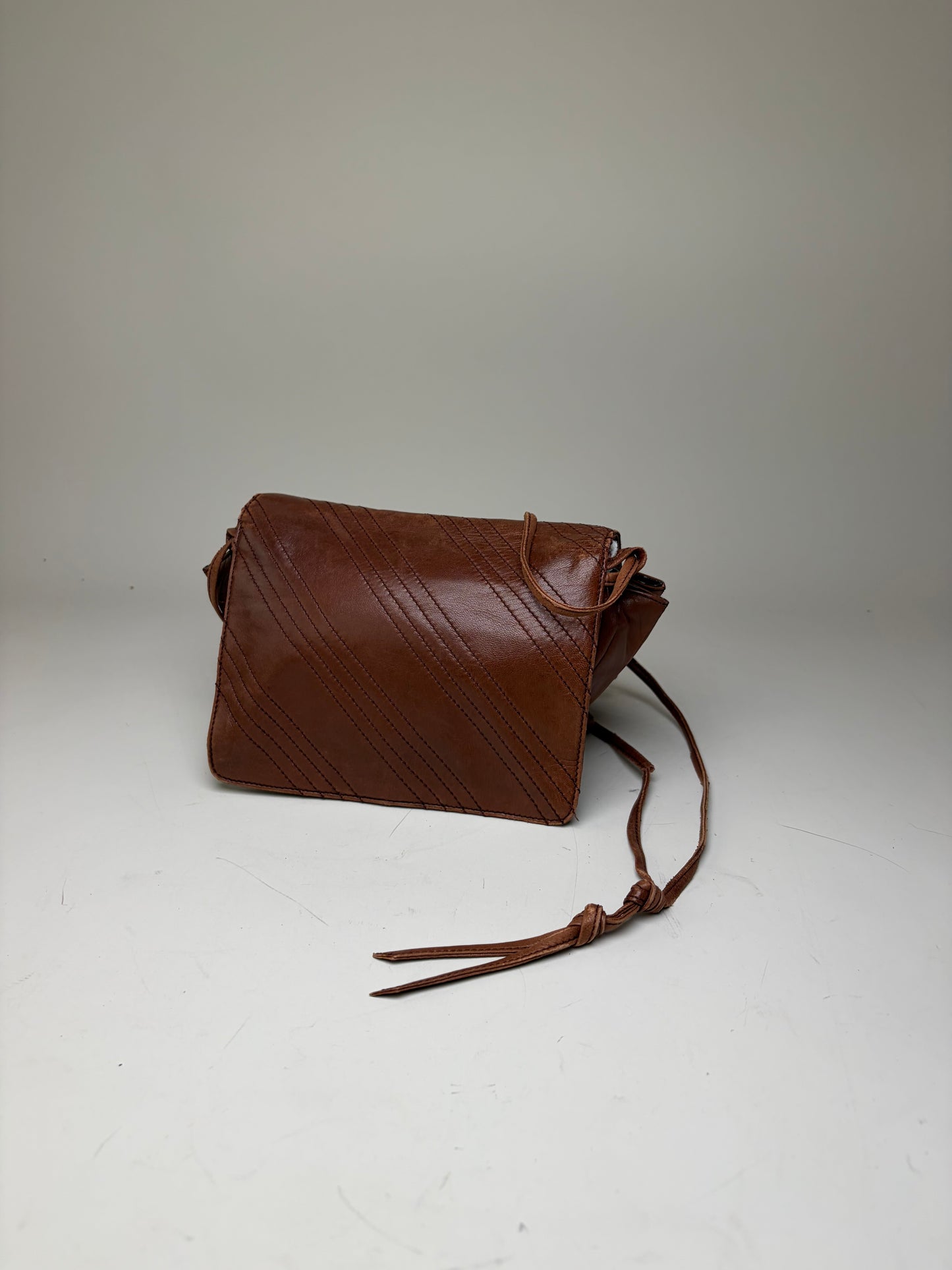 Vintage Loewe Leather Crossbody Bag Brown Gold