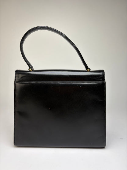 Vintage Givenchy 4G Logo Structured Top-Handle Bag Late 1970s Black