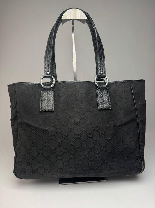 Vintage Gucci Monogram Tote Bag Black
