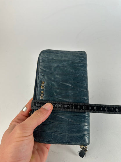 Vintage Miu Miu Leather Zippy Wallet Blue