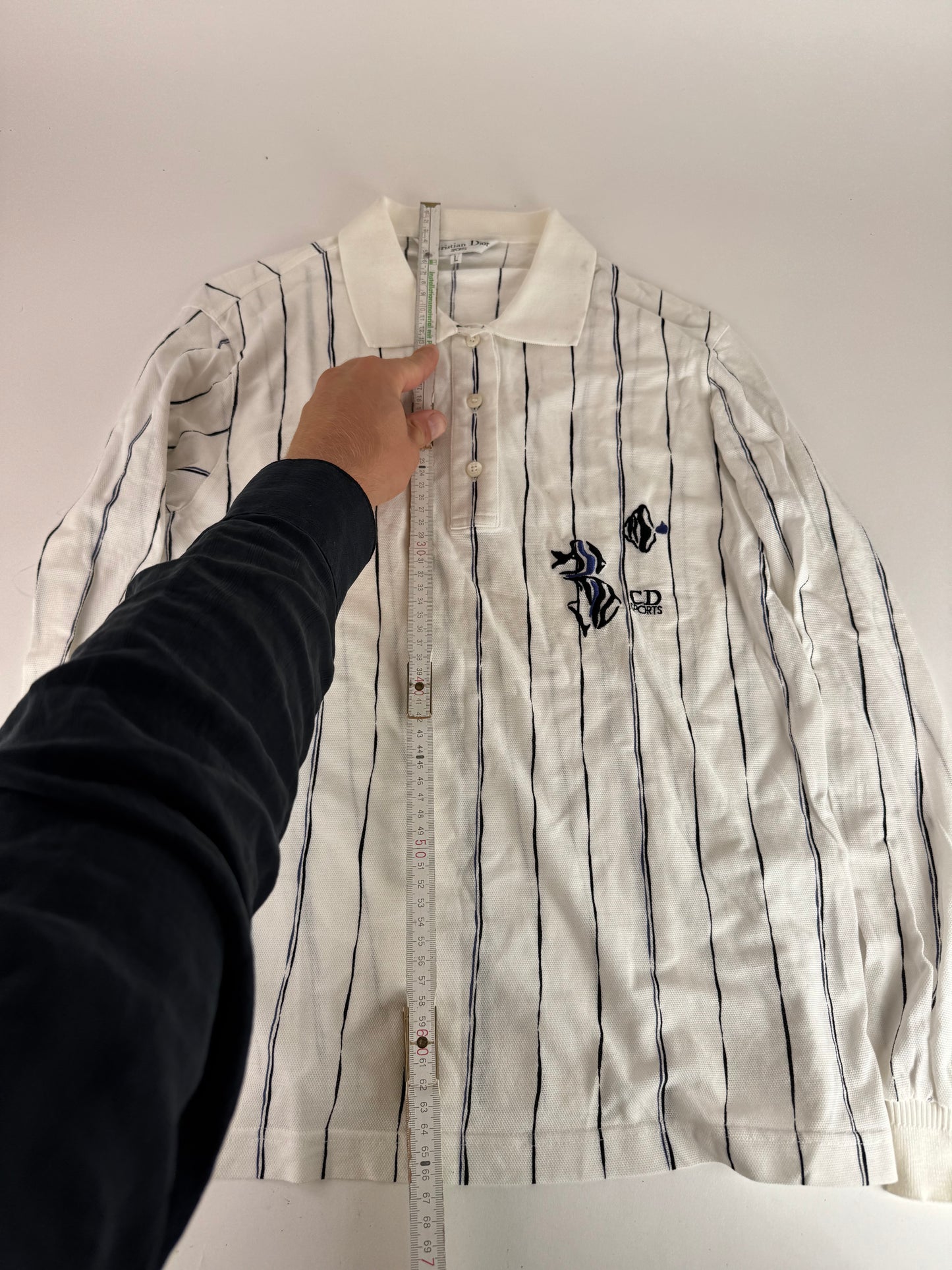 Vintage Dior Shirt Sweater Striped White L