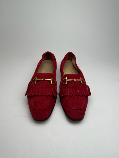 Vintage Gucci Horsebit suede loafer Red