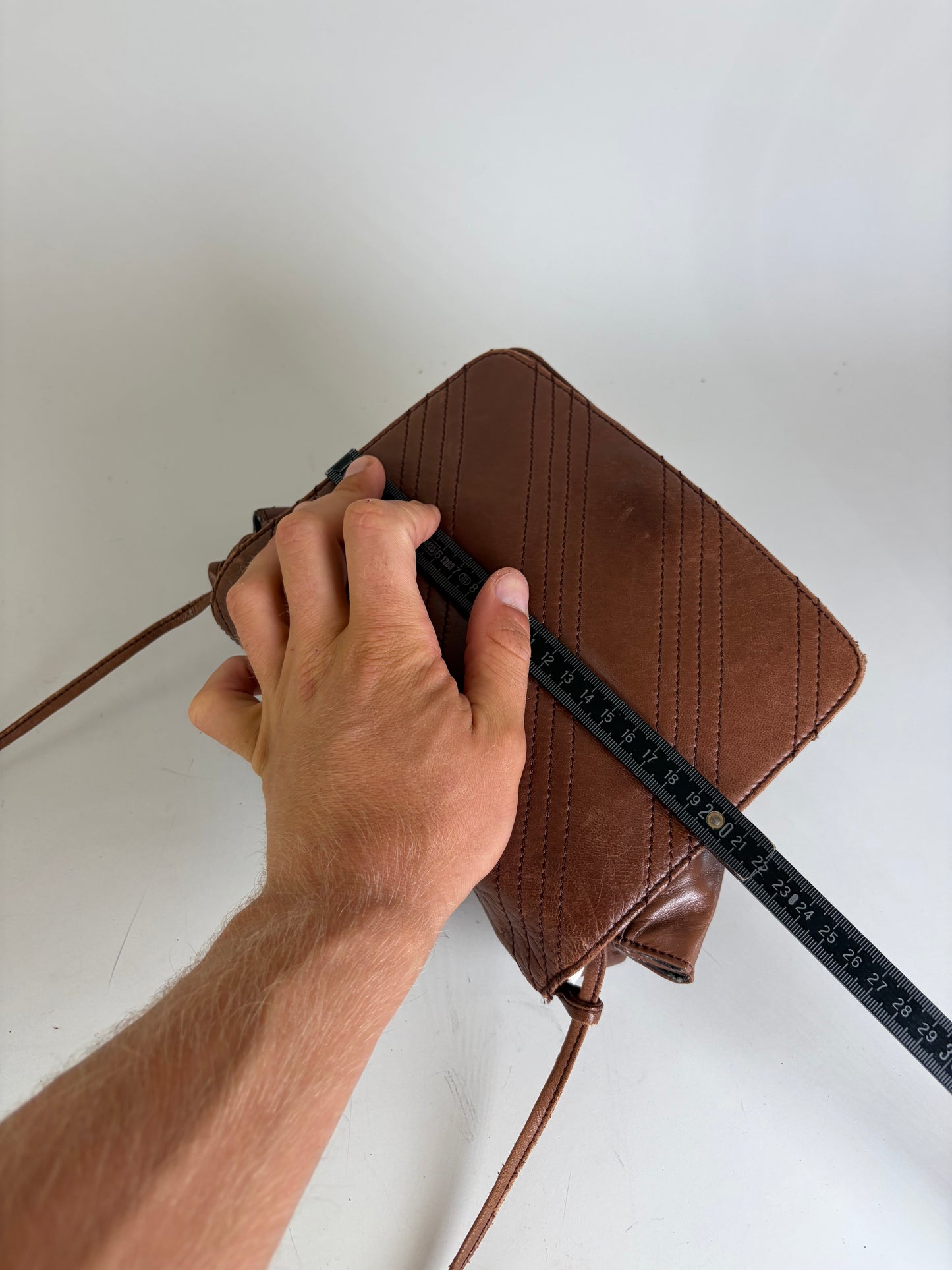 Vintage Loewe Leather Crossbody Bag Brown Gold