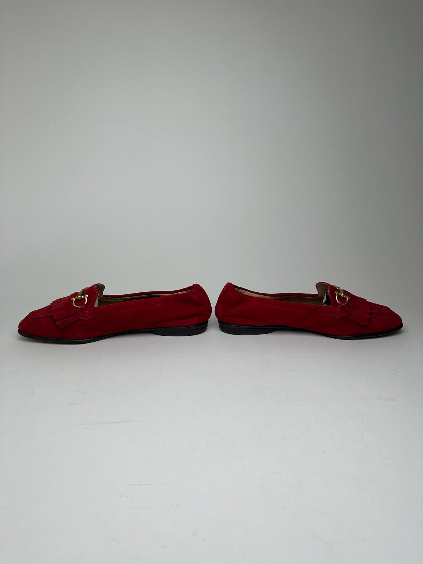 Vintage Gucci Horsebit suede loafer Red