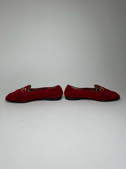 Vintage Gucci Horsebit suede loafer Red
