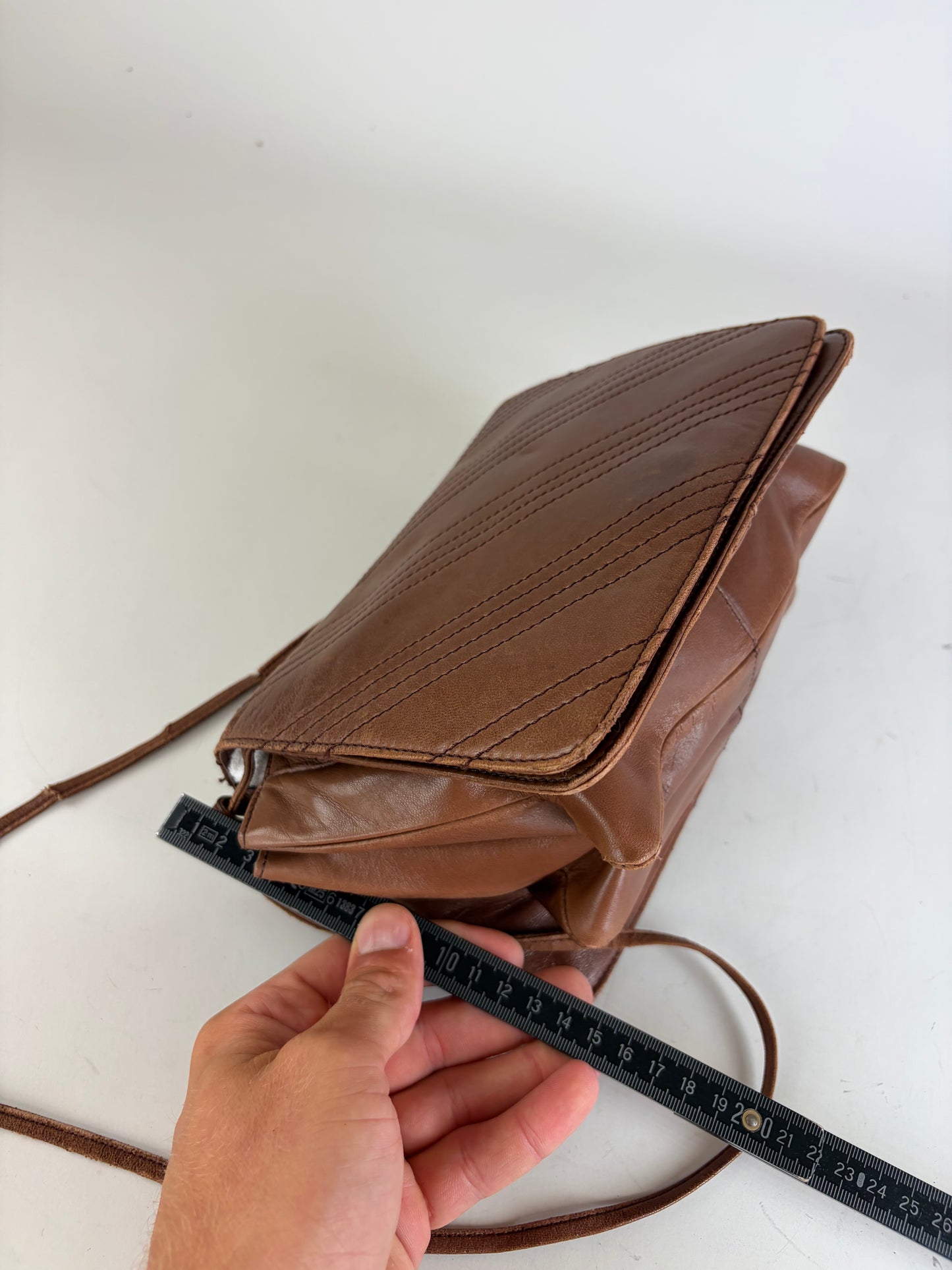 Vintage Loewe Leather Crossbody Bag Brown Gold