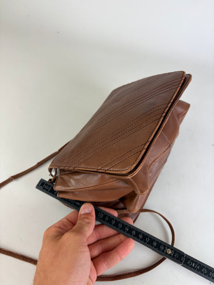 Vintage Loewe Leather Crossbody Bag Brown Gold