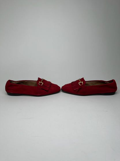 Vintage Gucci Horsebit suede loafer Red