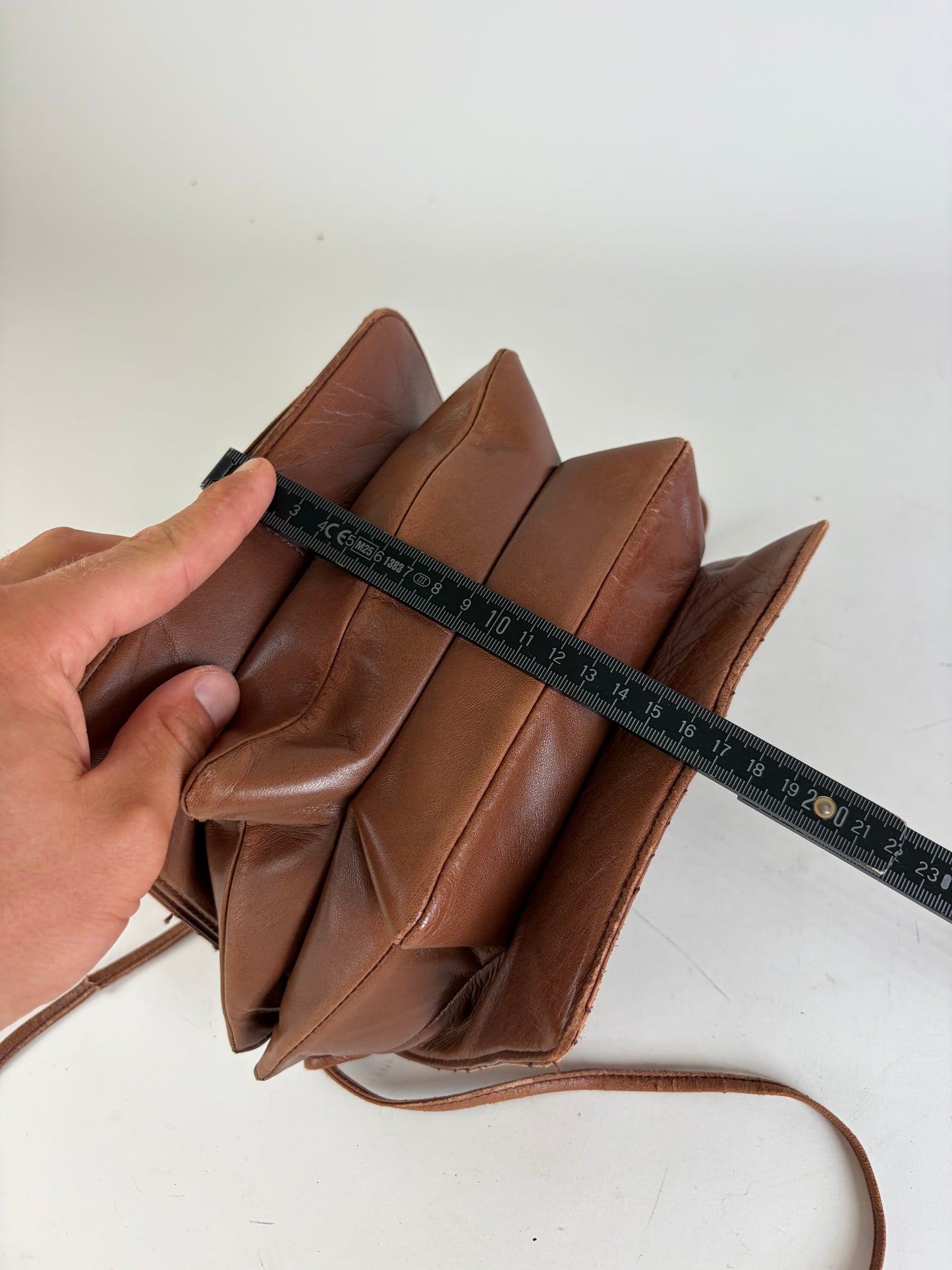 Vintage Loewe Leather Crossbody Bag Brown Gold