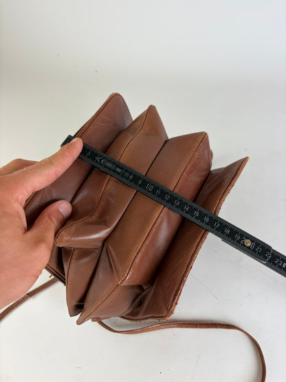 Vintage Loewe Leather Crossbody Bag Brown Gold