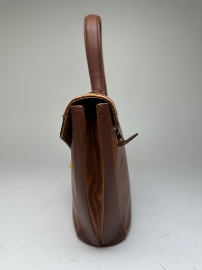Vintage Givenchy GV3 Logo Grained Leather Top Handle Bag Tan