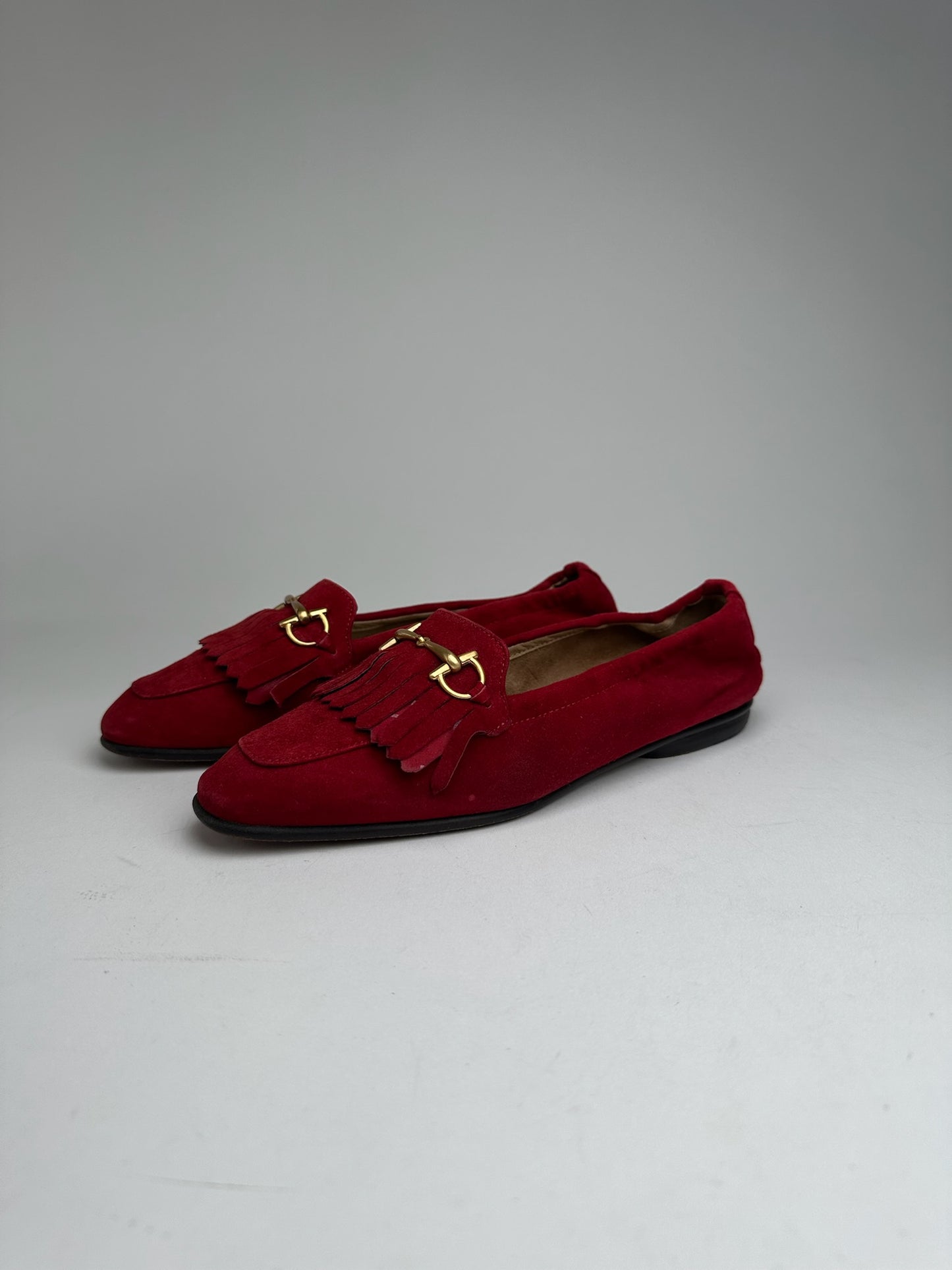 Vintage Gucci Horsebit suede loafer Red