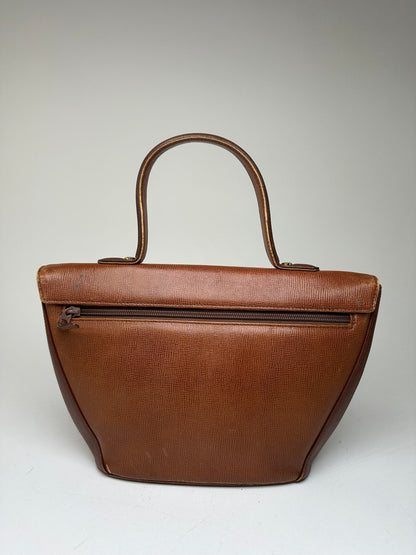 Vintage Givenchy GV3 Logo Grained Leather Top Handle Bag Tan