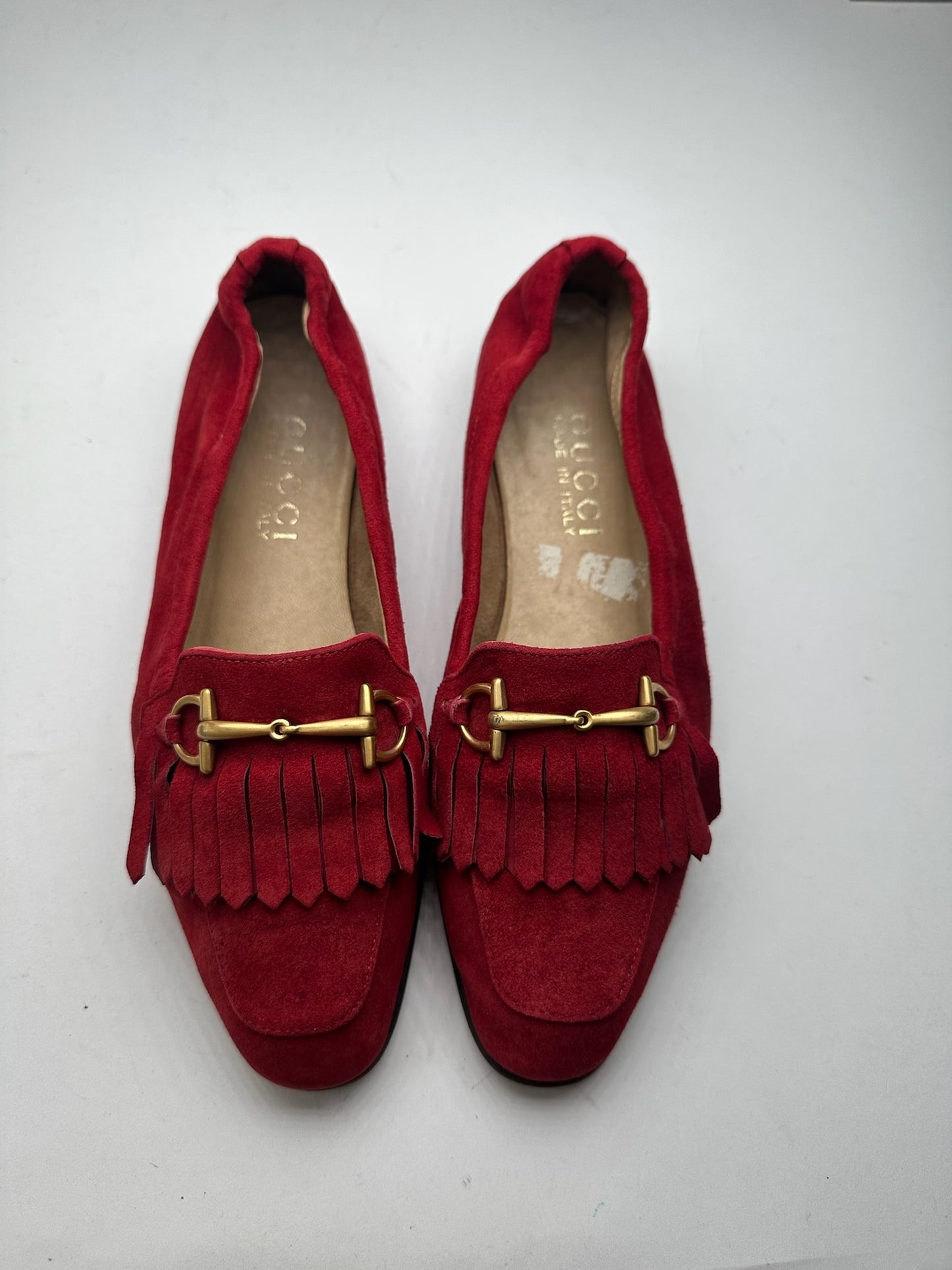 Vintage Gucci Horsebit suede loafer Red