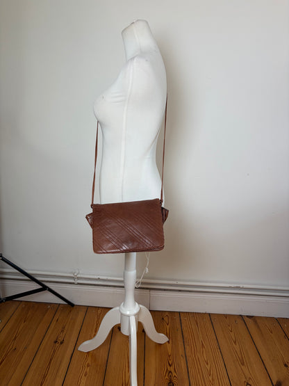 Vintage Loewe Leather Crossbody Bag Brown Gold