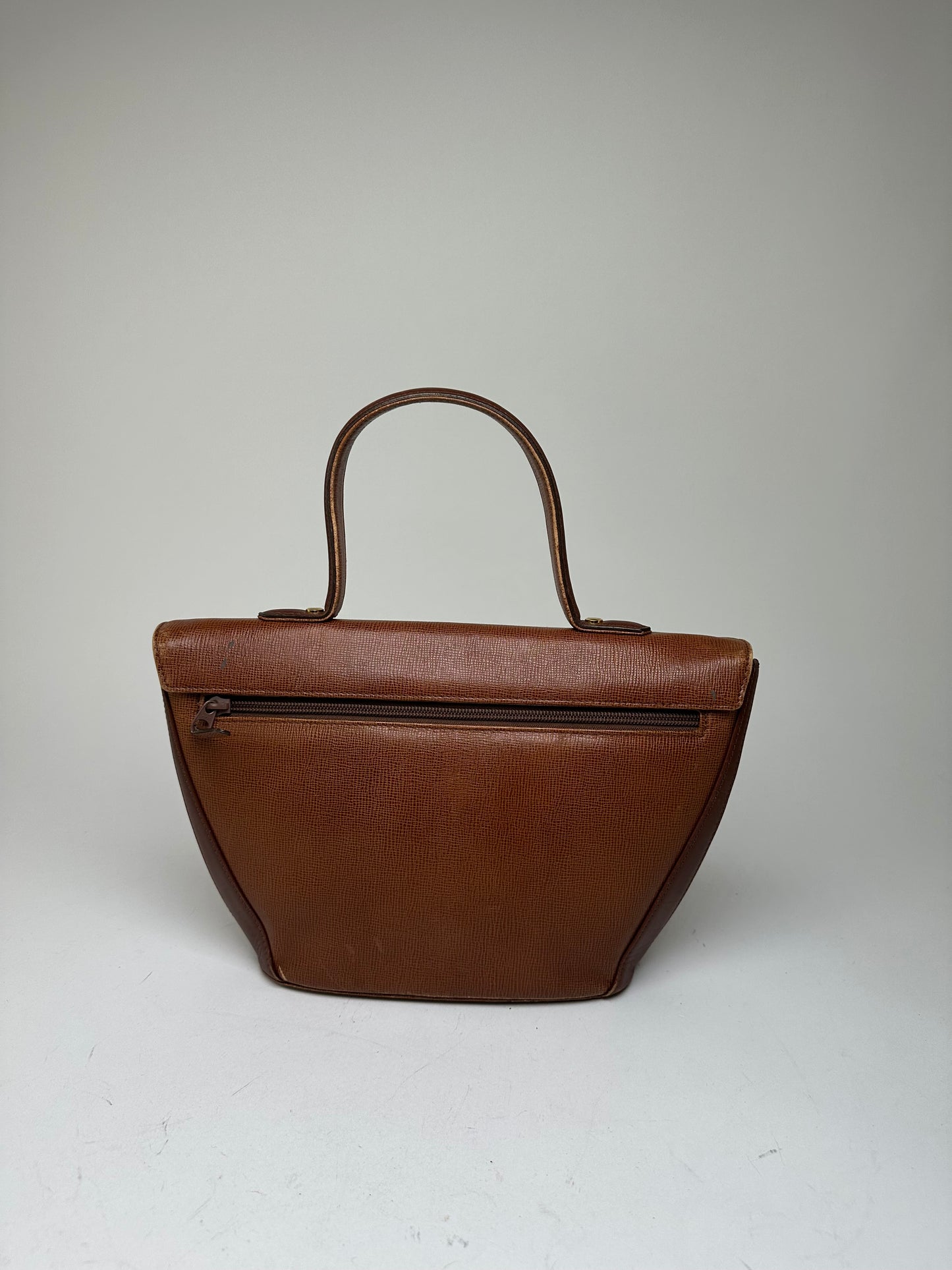 Vintage Givenchy GV3 Logo Grained Leather Top Handle Bag Tan