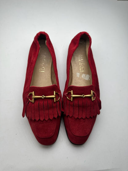 Vintage Gucci Horsebit suede loafer Red