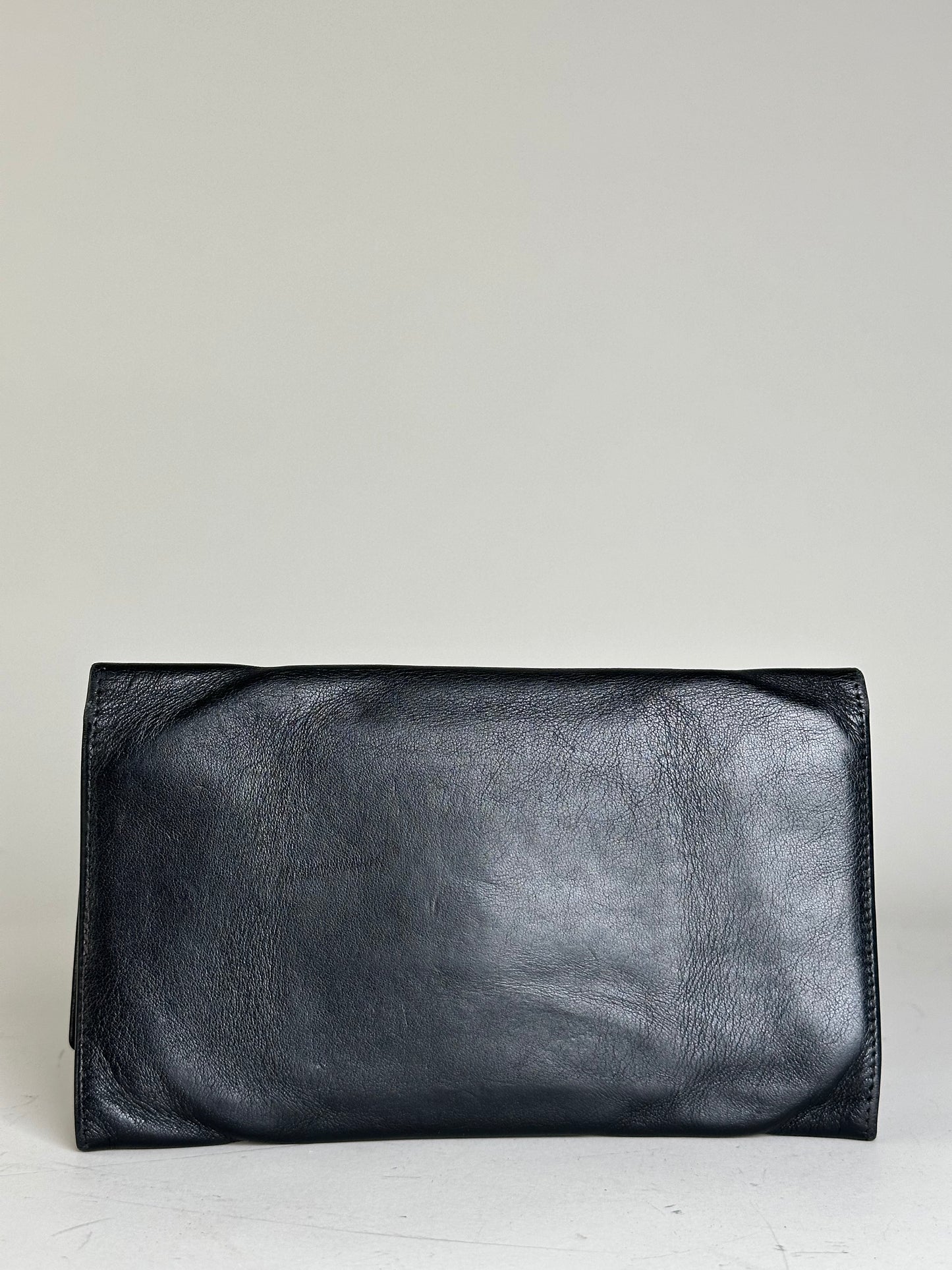 Vintage Versace Medusa Leather Clutch Wallet Black Gold