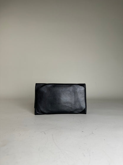 Vintage Versace Medusa Leather Clutch Wallet Black Gold