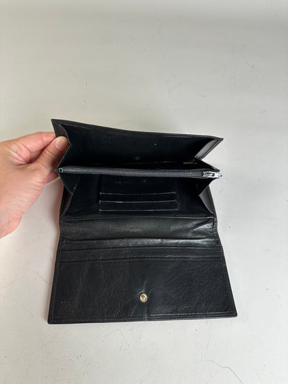 Vintage Versace Medusa Leather Clutch Wallet Black Gold